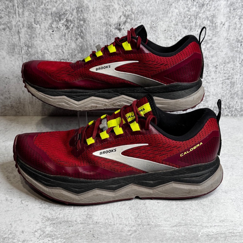 Brooks Caldera 5 Mens US M 11 Trail Running Shoes Red Black Yellow 1103541D631